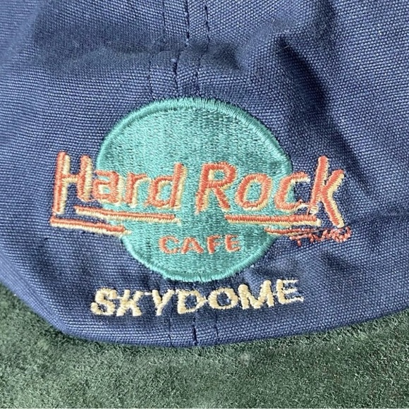 Vintage Hard Rock Cafe Skydome Green Faux Suede Brim Blue Hat - Picture 2 of 8